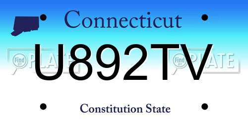 U892TV Connecticut License Plate