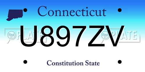 U897ZV Connecticut License Plate