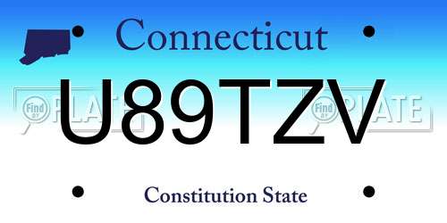 U89TZV Connecticut License Plate