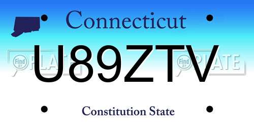 U89ZTV Connecticut License Plate