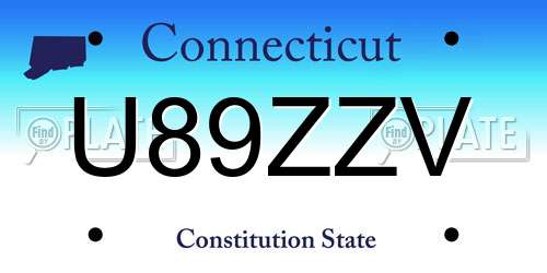 U89ZZV Connecticut License Plate