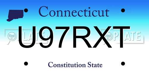 U97RXT Connecticut License Plate