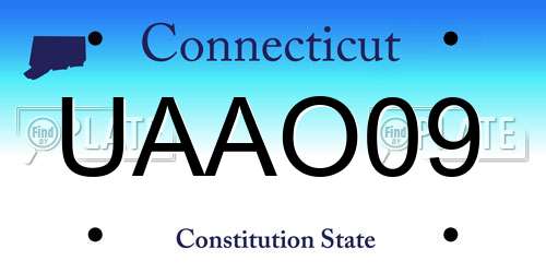 UAAO09 Connecticut License Plate