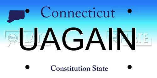 UAGAIN Connecticut License Plate