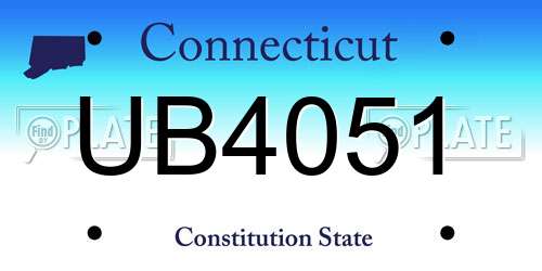 UB4051 Connecticut License Plate