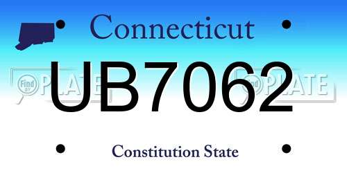 UB7062 Connecticut License Plate