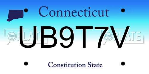 UB9T7V Connecticut License Plate