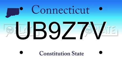 UB9Z7V Connecticut License Plate