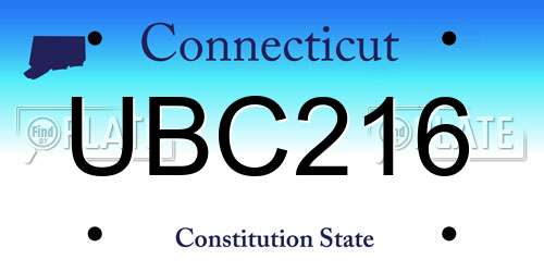 UBC216 Connecticut License Plate