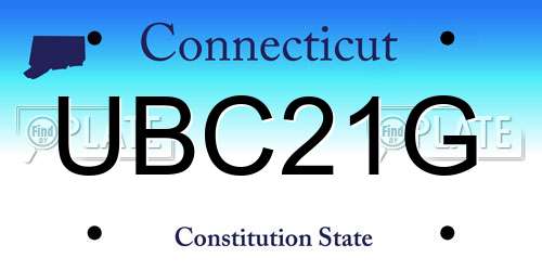 UBC21G Connecticut License Plate