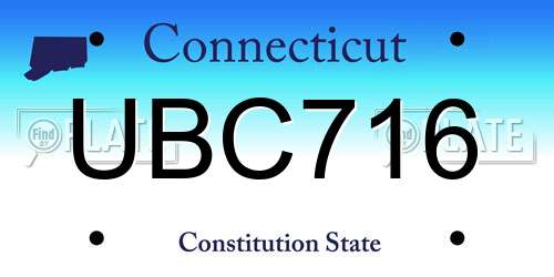UBC716 Connecticut License Plate