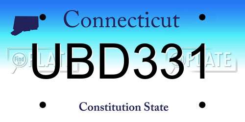 UBD331 Connecticut License Plate