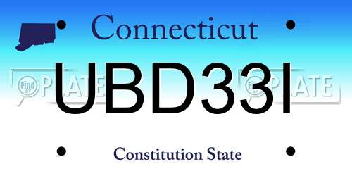 UBD33I Connecticut License Plate