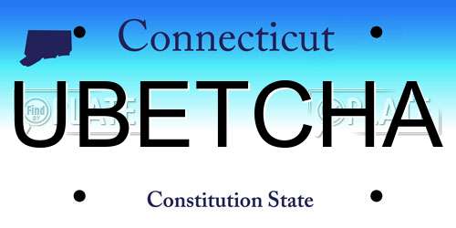 UBETCHA Connecticut License Plate