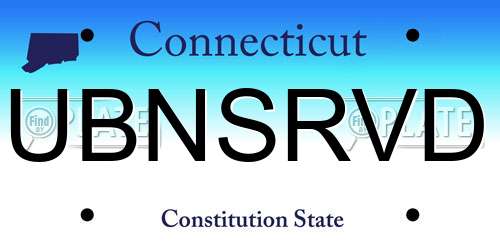 UBNSRVD Connecticut License Plate