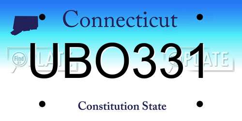 UBO331 Connecticut License Plate