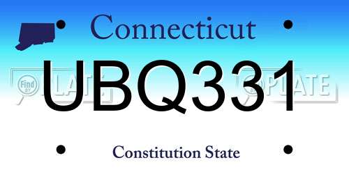UBQ331 Connecticut License Plate