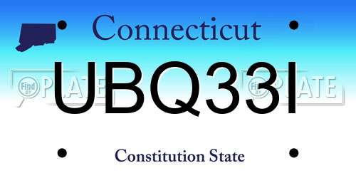 UBQ33I Connecticut License Plate