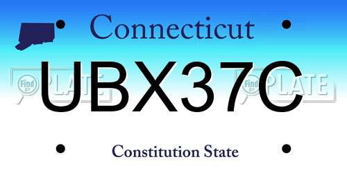 UBX37C Connecticut License Plate