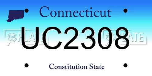 UC2308 Connecticut License Plate