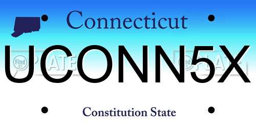 UCONN5X Connecticut License Plate