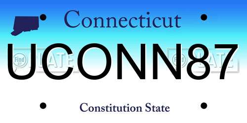 UCONN87 Connecticut License Plate
