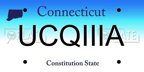 UCQIIIA Connecticut License Plate