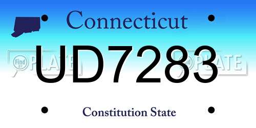 UD7283 Connecticut License Plate