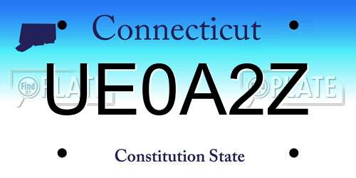 UE0A2Z Connecticut License Plate