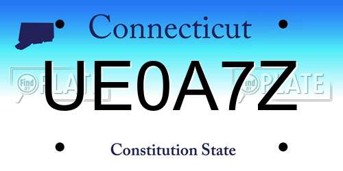 UE0A7Z Connecticut License Plate