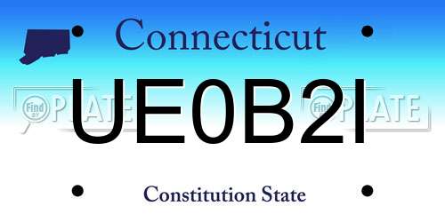 UE0B2I Connecticut License Plate