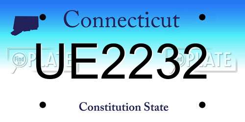 UE2232 Connecticut License Plate
