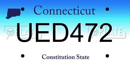 UED472 Connecticut License Plate