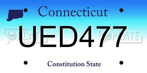 UED477 Connecticut License Plate