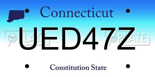 UED47Z Connecticut License Plate