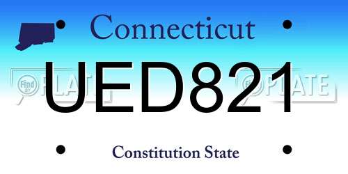 UED821 Connecticut License Plate