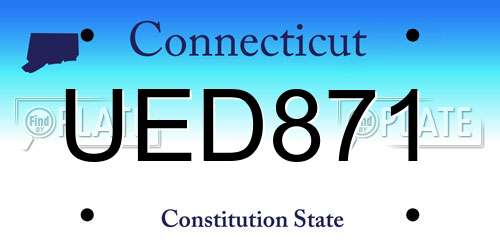 UED871 Connecticut License Plate
