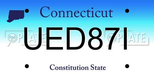 UED87I Connecticut License Plate