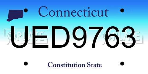 UED9763 Connecticut License Plate