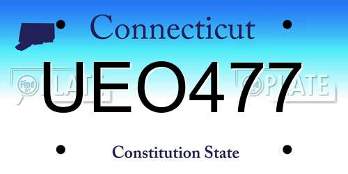 UEO477 Connecticut License Plate