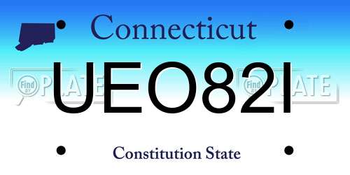 UEO82I Connecticut License Plate