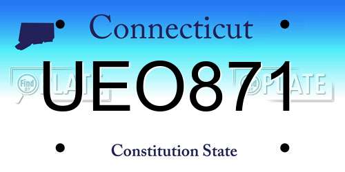 UEO871 Connecticut License Plate