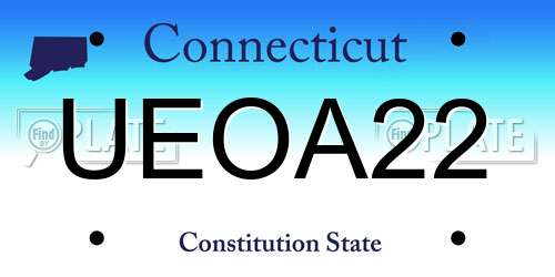 UEOA22 Connecticut License Plate