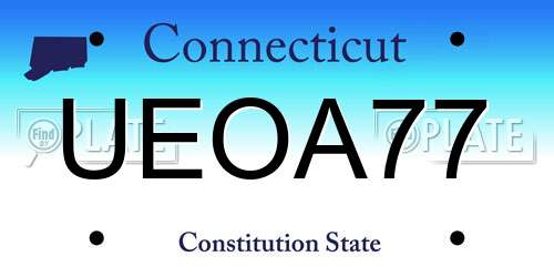 UEOA77 Connecticut License Plate
