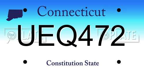 UEQ472 Connecticut License Plate
