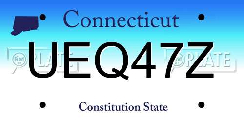 UEQ47Z Connecticut License Plate