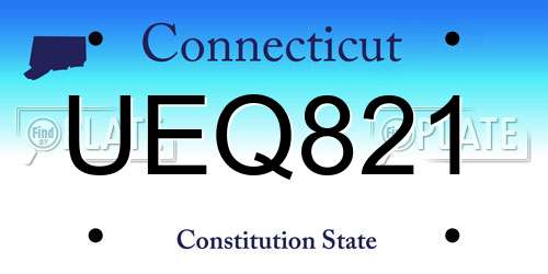 UEQ821 Connecticut License Plate