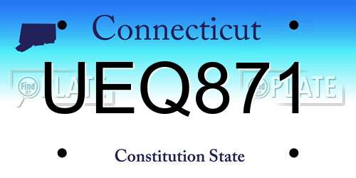 UEQ871 Connecticut License Plate