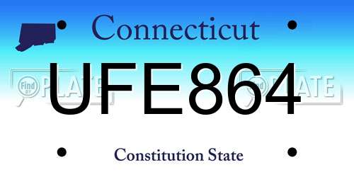 UFE864 Connecticut License Plate