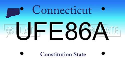 UFE86A Connecticut License Plate